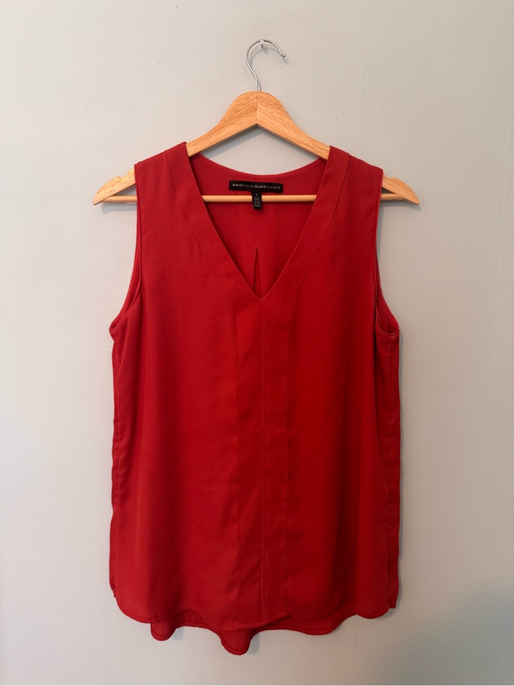 White House Black Market Red V-Neck Sleeveless Blouse
